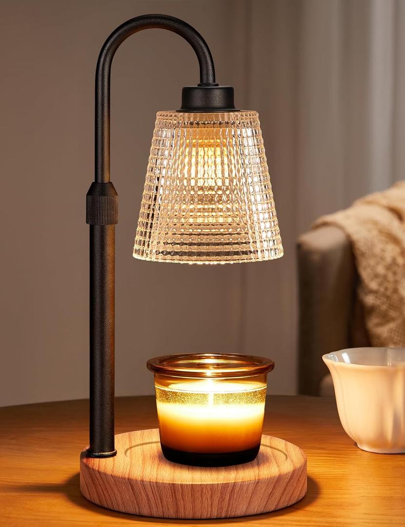 Innqoo Rustic Candle Warmer Lamp with Timer, Dimmable Candle Warmer for Jar Candles, Height Adjustable Wax Melts Warmer, Birthday Gifts for Women Mom, House Warming Gifts New Home Decor (Regular(4.7 in))