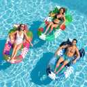 3 Pack Pool Floats Adult Heavy Duty, Inflatable Pool Lounger Float with Detachable Cup Holders & Backrest, Extra Large Pool Rafts Water Floaties for Adults Swimming Pools Beach Lake Party, 64"x 37"