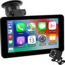 7 inch Portable Wireless Carplay Smart Touch Screen for Car, HD Touchscreen with Car Play & Android Auto Mirror Link/Bluetooth Hand Free/Navigation/Voice Control/Backup Camera for All Vehicles