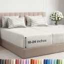 Extra Deep Split King Sheet Set - 7 Piece Breathable and Cooling Sheets - Hotel Luxury Bedding for Women, Men, Kids & Teens - Secure Fit - Soft and Wrinkle Free - Extra Deep Pockets - Beige Stripes