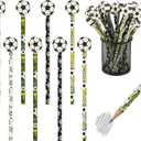 Ulema 48 Pcs Soccer Pencils and Erasers for Sports Birthday Gifts Assortment Stationery Pencils for Students Office School Classroom Supplies