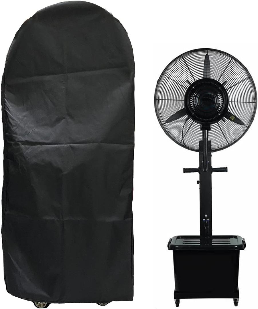 J&C Outdoor Waterproof Black Polyester Fan Cover, Industrial Dustproof, Easy to Clean, Heavy Duty, Size 23.6 x 11 x 61in, Includes 1 Cover + 1 Pouch