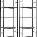Sakugi Storage Shelves - Set of 2, 5-Tier Metal Shelf Organizer, Space-Saving Garage Shelving with Leveling Feet, Standing Shelves Organizer for Kitchen, Laundry, Pantry (18.4" x 12.6" x 57.4", Black)