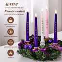 Flameless Advent Candles Set of 5 with Words, 10 Inch White, Purple & Pink Flameless Candle, Flameless Taper Candles for Advent Wreath, Flickering LED Candle with Remote