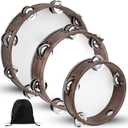 Wooden Hand Held Percussion Tambourine with Storage Bag - 6+8+10 Inches, Ideal for Church, Wedding, Party, Dance, Photo Shoot