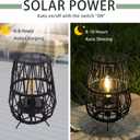 TRIROCKS Set of 2 Solar Lantern Outdoor Table Lamp Outside Hanging Solar Lights with Olifen Rope Waterproof Rattan Outside Deck Light for Patio Garden Lawn Yard (Black)