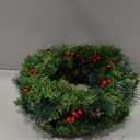 2 Pcs 20 Inch Pre Lit Christmas Wreaths Artificial Christmas Outdoor Wreath Lighted Xmas Front Door Decoration with LED Lights, Pine Cones, Berry Clusters for Holiday Window Decor