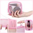 3 x 4 Pieces Mini Zipper Nylon Mesh Pouch, Mesh Cosmetic Bags Makeup Bags, Multipurpose Travel Toiletry Bags for Office Supplies and Travel Accessories (Purple, S)