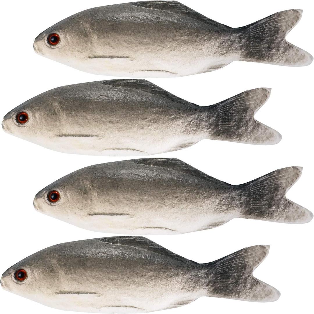 Gejoy 4 Pcs Fake Fish Realistic Toy Artificial Halloween Mode Small Plastic Sea Fish for Party Market Display Kitchen Decoration Photography Props