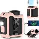 7-in-1 Portable Turbo Fan,Personal Wearable Waist Fan with Clip,Hands-Free Flashlight & More,Powerful Cooling,24H Runtime,LED Display,10000mAh Rechargeable,4 Speeds,Birthday Gifts for Men Dad (Pink)