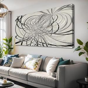 abstract Wall Art Framed Ready to Hang Wall Art Modern artwork Fantasy Paintings Black and white abstract lines Wall Art Prints Canvas Painting 29“x58"Large Size for Living Room Bedroom Office Decoration