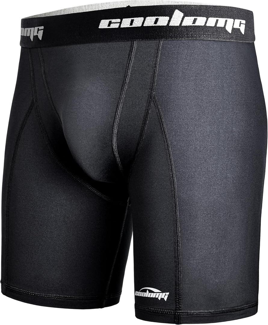 COOLOMG Youth Boys Compression Shorts with Cup Pocket for Baseball Football MMA Lacrosse,NO Cup (Medium, Black) COOLOMG Youth Boys Compression Shorts with Cup Pocket for Baseball Football MMA Lacrosse,NO Cup (Medium, Black)