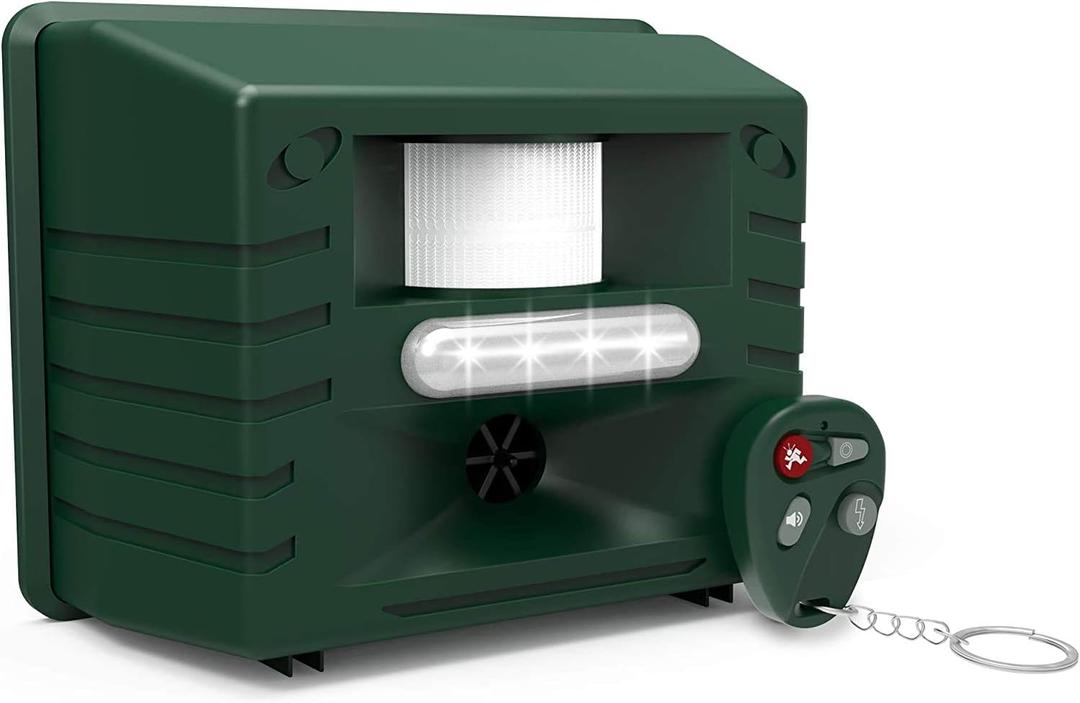 ASPECTEK Ultrasonic Outdoor Animal Pest Repellent, Yard Sentinel RC Pest Repeller Pest Control includes Motion Detector, 4 Key Remote - Rodents, Cats, Rats, Mouse, Mice, Deer, Frequency: 15-18 kHz