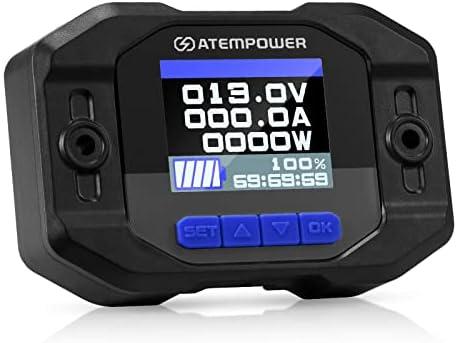 ATEM POWER 12V 100A Battery Monitor With Shunt Wire - High Low Voltage Real-time Current Watt Monitor for RV - Compatible With Lithium, Lead-Acid, AGM, Gel Batteries