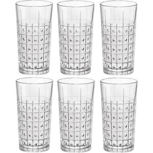 Bormioli Rocco Bartender Este 16.5 oz. Cooler Drinking Glasses for Cold Drinks, Juices, and Cocktails, Clear, Set of 6
