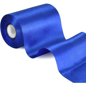 TONIFUL 4 Inch x 22yd Wide Royal Blue Satin Ribbon Solid Fabric Large Ribbon for Cutting Ceremony Kit Grand Opening Chair Sash Table Hair Car Bows Sewing Craft Gift Wrapping Wedding Party Decoration