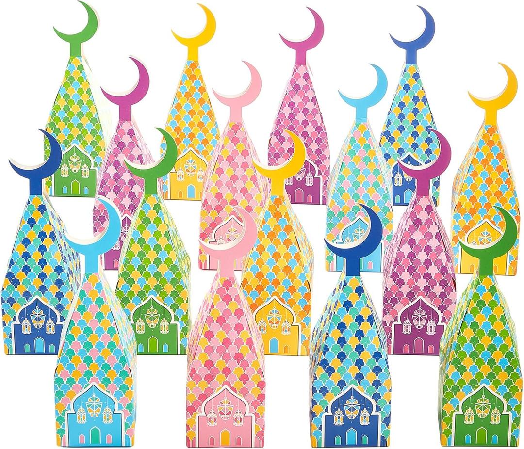 60 Pcs Gable Ramadan Gift Boxes Kareem Paper Eid Mubarak Gift Boxes Muslim Eid Mubarak Box Eid Mubarak Favors for Ramadan Party Candy Supplies Kids Goodie Wedding Mosque Decorations, 6 Designs