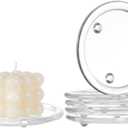 BENECREAT 6Pcs Clear Glass Candle Plates, 5.1 inch Flat Round Glass Candle Holders Tray Plates Holder for Candle Decoration, Dinning Wedding Party Table Centerpiece