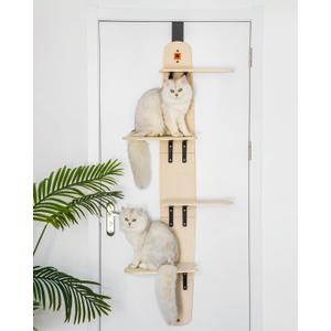 MEWOOFUN 4-Levels Door Hanging Cat Climber Door Mounted Vertical Cat Tree Tower with Carpeted Plank for Indoor Cats (Door Mounted-67.3" H X 22.3" L X 10.5W)