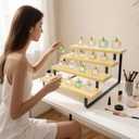 4 x Bamboo Display Risers, 4 Tier Cologne Stand Perfume Organizer for Men, Large Cupcake Dessert Shelf for Party, Riser Stand for Decoration and Organizer, Party, Makeup, Figures, Cupcake