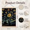 YTRGI Black Cat Wall Art Poster Framed, Starry Night Black Cat Room Decor Aesthetic, Gifts for Cat Lovers, Cats Wall Art for Officer Girly Home Bathroom Bedroom Dorm Decor, 12x16 Inches (Blue)