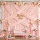 8x10FT Pale Pink Backdrop Curtains for Wedding Parties, Wrinkle Free Polyester Photography Backdrop Drapes for Wedding Baby Shower Birthday Parties Stage Background Stand Decorations 4x10ft,2 Panels