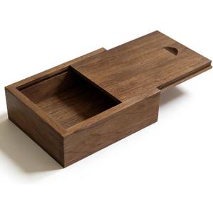 3.19" x 2.64" x 1.02" Inch Small Wood Gift Box with Sliding Lid, Sliding Top Tiny Wooden Keepsake Box USB Box for Wedding Gift, Elegant Present | Handcrafted Wood Box for Rings, Earrings