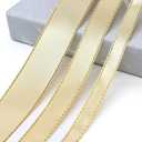Pure Color Ribbon for Gift Wrapping,Arts Crafts Sewing 25 Yard Each Roll Satin Ribbon for Flower Bouquet Ribbons for Christmas Tree DIY Decoration (Golden, 5 Mixed Width)