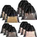12 Pcs Shoe Bags for Travel, Dust Bags for Handbags, Dustproof Drawstring Bags in 4 Size, Breathable Non Woven Fabric Storage Bag for Handbags Shoes Purses, Black