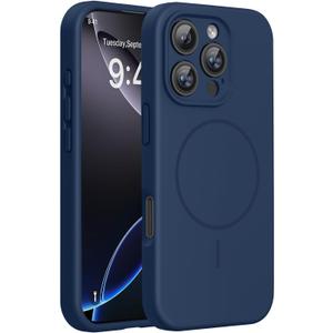 Miracase Magnetic for iPhone 16 Pro Case, [Soft Anti-Scratch Microfiber Lining], Compatible with MagSafe, Liquid Silicone Case Shockproof Drop Protection Phone Case for 16 Pro, Dark Blue
