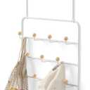 Umbra Estique Over The Door Coat Rack & Multi-Use Organizer, for Coats, Bags, Hats & More, White/Natural (Large)