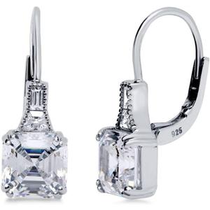 BERRICLE Sterling Silver CZ Statement Dangle Earrings for Women, Trendy Minimalist Simulated Diamond Cubic Zirconia Drop Earrings - Yellow Gold Flashed, Small/Large Size