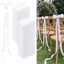 24 Pcs Lace Chair Sashes for Wedding Aisle Decorations Chair Bow Ribbons for Wedding Ceremony Bridal Shower Baby Shower Reception Party Banquet Ceremony Church Pew Decors (White)