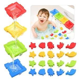 Zaxideel Bathtub Color Sorting Toys for Kids: Foam Bath & Shower Wall Toys for T