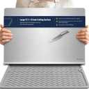 304 Stainless Steel Cutting Board with Lip, Non Slip Mat, 13 x 17.7 Inch