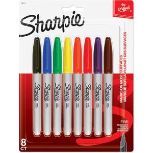 Sharpie Permanent Markers, Fine Point, 8 Pack, Assorted Colors (30217PP) (8 Count (Pack of 1))