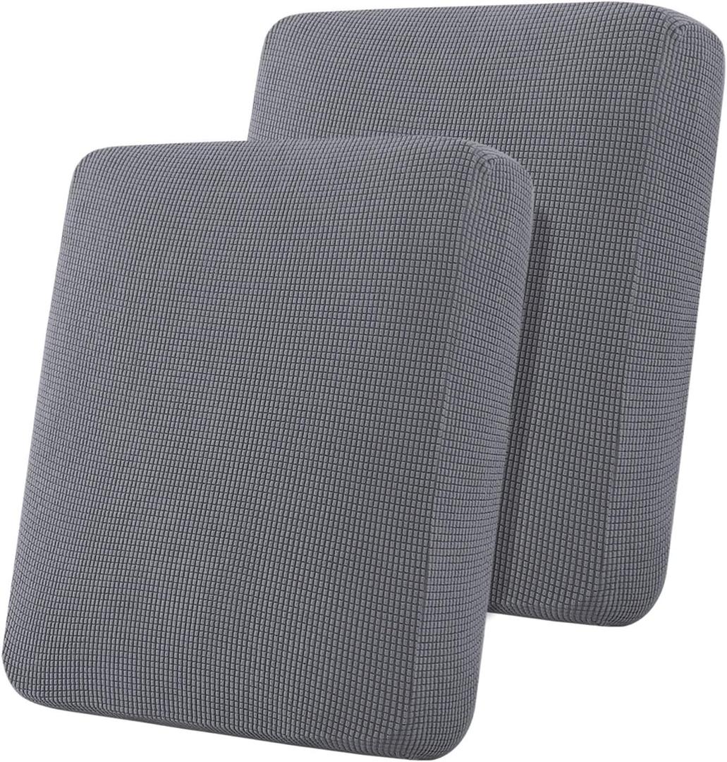 Flamingo P Super Stretch Couch Cushion Covers 2 Piece Set Sofa Seat Slipcovers with Elastic Bottom, Machine Washable Furniture Protector for Pets & Kids (2 Seat Cushion Cover, Charcoal Gray)