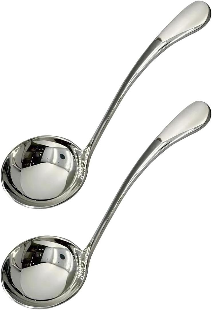 Small ladle,Gravy Ladle,Soup Sauce 18/10 Stainless Steel 7.9 Ladle (2 Pack,Silver)