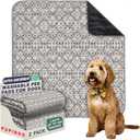 PUPIBOO Washable Pee Pads for Dogs and Cats - Super Absorbent Reusable Puppy Training Pads - 100% Waterproof, Leak-Proof & Non-Slip Whelping Pads for Pet Housebreaking (36 x 36 Inch (Pack of 2), Grey Moroccan)