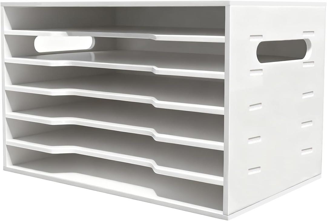 12x18 Construction Paper Organizer,6 Tier Construction Paper Organizer,File Sorter Storage,Large File Suitable for Home,School and Offices,White