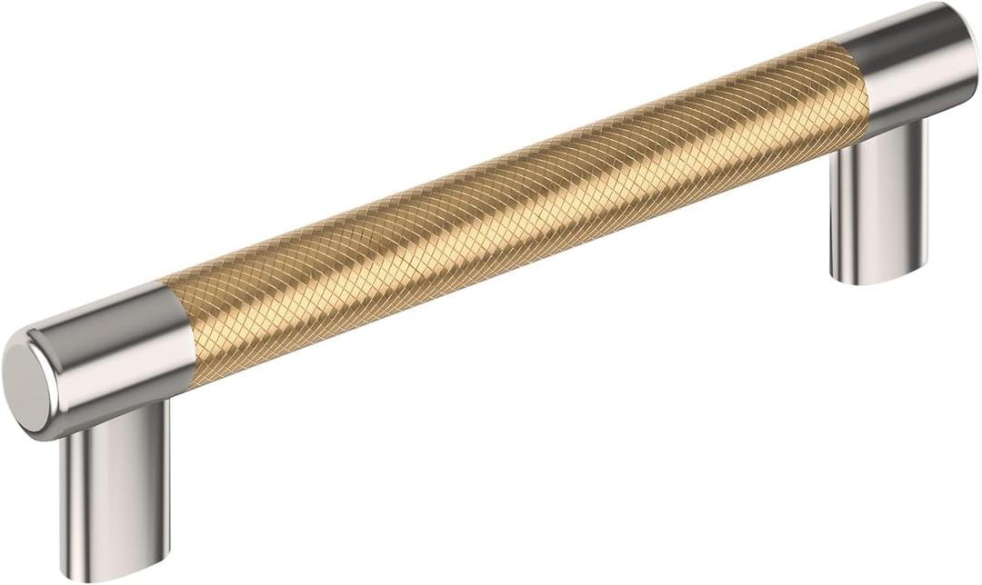Amerock Esquire 6-5/16 inch (160mm) Center-to-Center Polished Nickel/Champagne Bronze Cabinet Pull, BP36559PNCZ