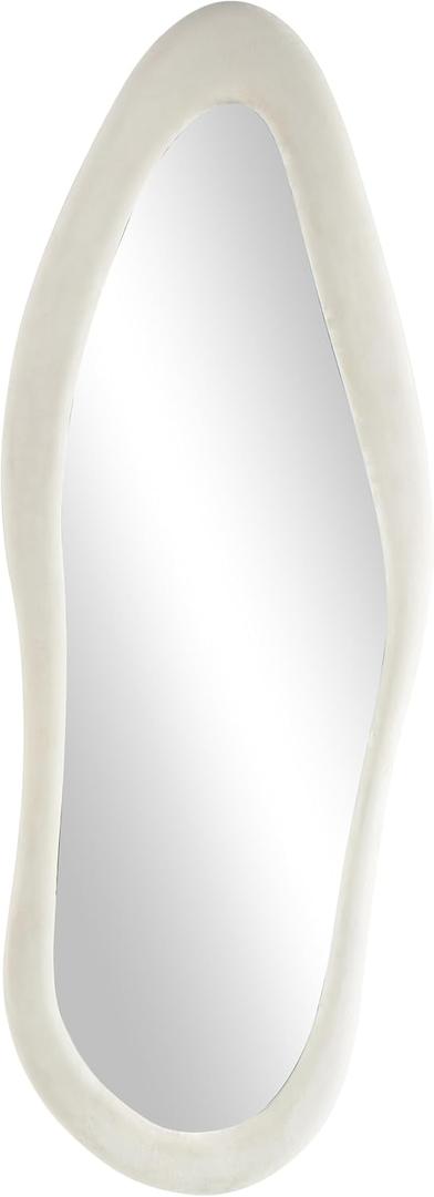Deco 79 Velvet Room Wall Mirror Wavy Entryway Mirror, Wall Mounted Mirror 26" x 2" x 65", White