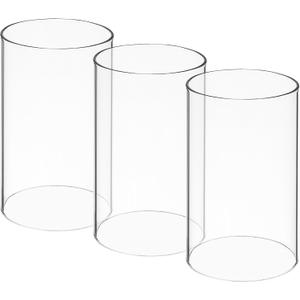 Luxshiny 3Pcs Windproof Candle Cover - Transparent Glass Holder for Outdoor Use Cylindrical Design Ideal for Taper and Pillar Candle (10.00X6.00X6.00CM)