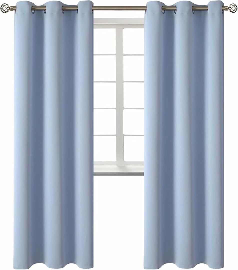BGment Blackout Curtains for Living Room - Grommet Thermal Insulated Room Darkening Curtains for Bedroom, 2 Panels of 42 x 84 Inch, Spa Blue