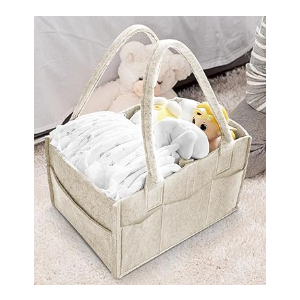 Cute Castle Diaper Caddy Organizer - Portable Baby Caddy Organizer with Handle, Nursery Storage Bin and Car Organizer for Girls, Boys - Baby Gift Basket - Oatmeal