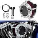 HDBUBALUS Motorcycle Air Filter Cleaner Intake Filter System Kit (B-For Touring 00-07/ Dyna 00-17,Softail 00-15)