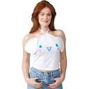 Sanrio Hello Kitty Character Face with Cosplay Bow Sleeveless Women's White Tube Tops, XL