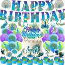 Peacock Party Decorations Colorful Peacock Birthday Party Supplies Includes Banner Cake Topper Cupcake Toppers Hanging Swirls Balloons for Peacock Birthday Party Zoo Bird Theme Party