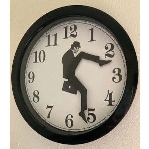 Ministry of Silly Walk Wall Clock with Cover - Creative Wall Clock Artwork, Precise Sweep Seconds Silent Clock No-Ticking for Bedroom, Office & Library Wall Decorations (Black)