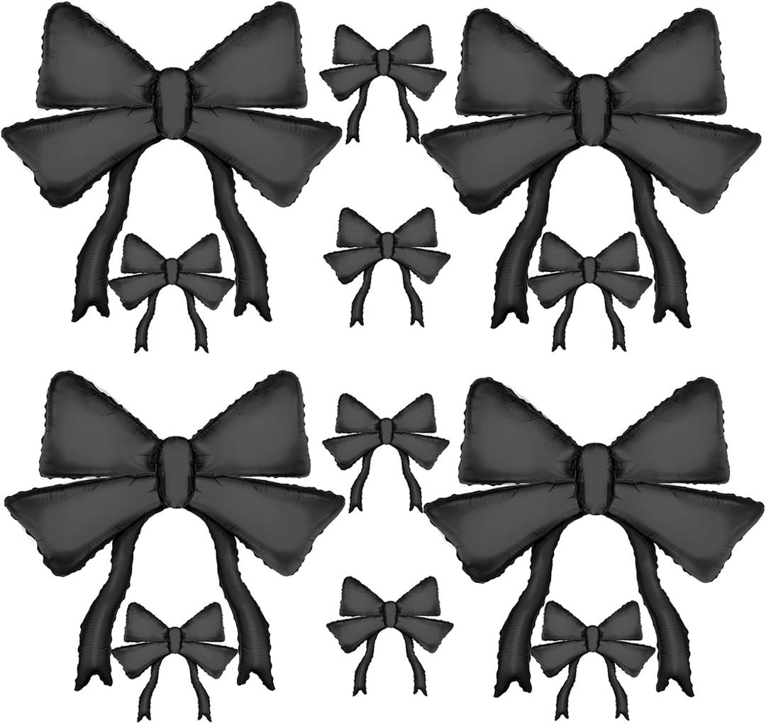 12pcs black bow balloons